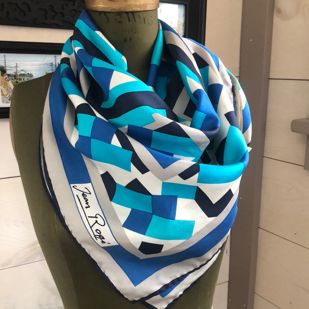 Jean Rofe Geometric Blue Scarf